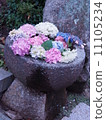 Hydrangea and stone mortar 11105234