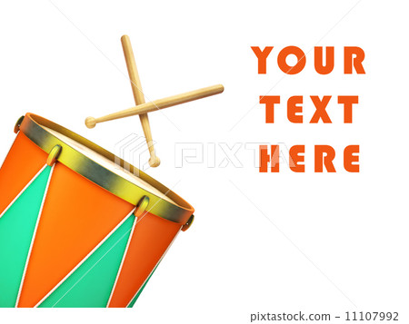 Drum and drumsticks on white background 11107992