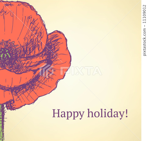 Sketch poppy, vector vintage background Sketch poppy, vector vintage background 11109012