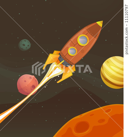 Rocket Ship Flying Through Space 11110797