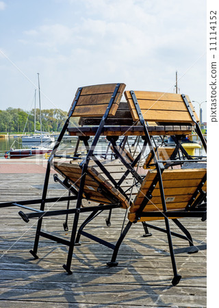 Closed street cafe in a marina Closed street cafe in a marina 11114152