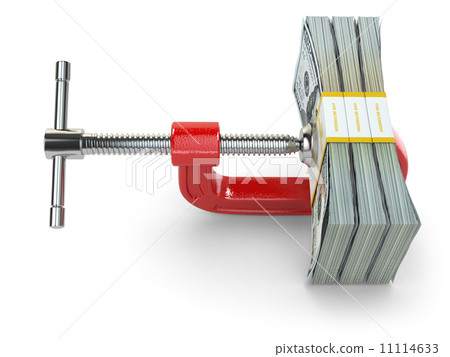 Crisis. concept of reducing costs. Vise and dollars. 11114633
