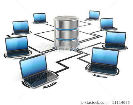 Database storage and laptops. Networking concept 11114635