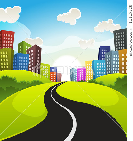 Downtown Cartoon Landscape Downtown Cartoon Landscape 11115329