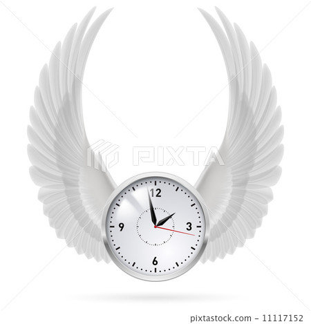 White clock. White wings. White clock. White wings. 11117152