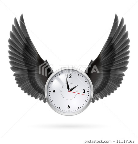 Clock and black wings. 11117162