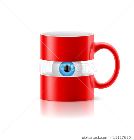 Red mug of two parts with an eye inside 11117630