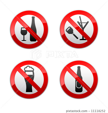 Set prohibited signs - don't drinks 11118252
