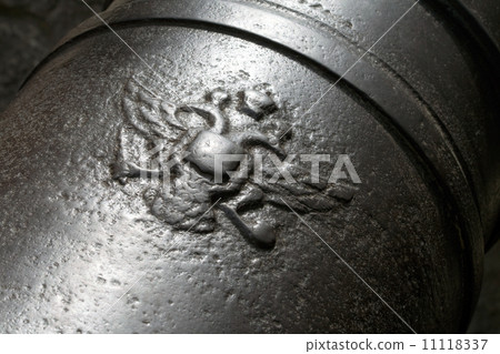 Old Russian cannon fragment: gun tube with double eagle mark Old Russian cannon fragment: gun tube with double eagle mark 11118337