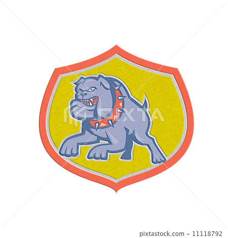 Metallic Bulldog Dog Mongrel Attacking Retro 11118792