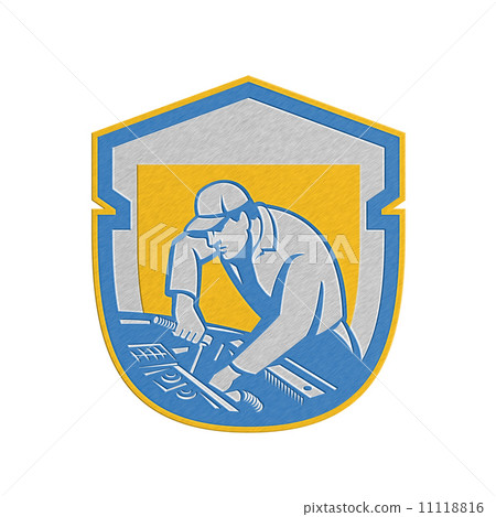 Metallic Auto Mechanic Automobile Car Repair Shield Retro 11118816