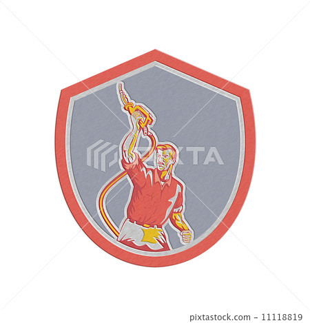 Metallic Man Gas Jockey Attendant Holding Gasoline Pump Retro 11118819