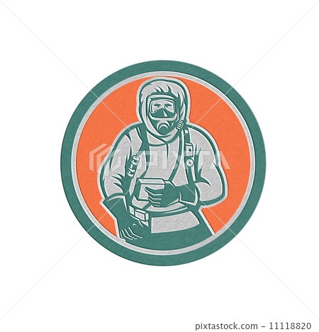 Metallic Hazchem Worker Circle Retro Metallic Hazchem Worker Circle Retro 11118820