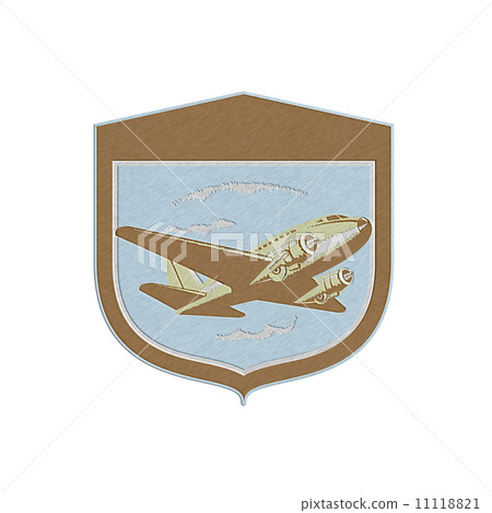 Metallic DC10 Propeller Airplane Flying Shield Retro Metallic DC10 Propeller Airplane Flying Shield Retro 11118821