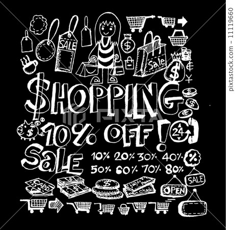 Hand draw sketch Shopping icons set 11119660