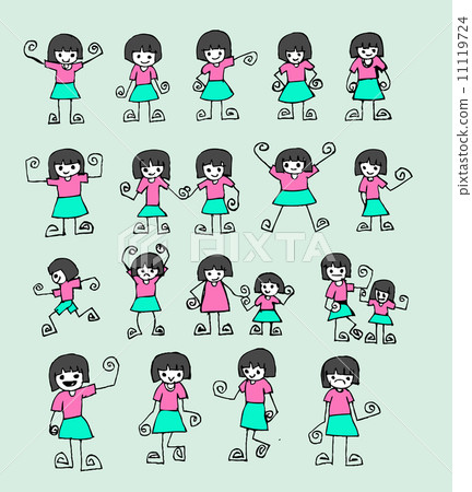 Cute cartoon people man and woman in Jaidee Family Style 11119724