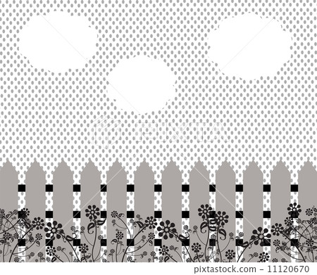 Birds with bubbles speech and garden fence nature 11120670