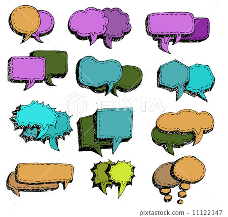 Speech Bubble Sketch Hand Drawn Bubble Speech - Stock Illustration ...