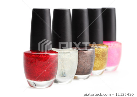 colorful nail polish set on white background isolated colorful nail polish set on white background isolated 11125450
