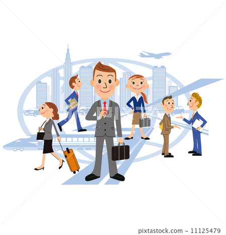 A businessman running around the world 11125479