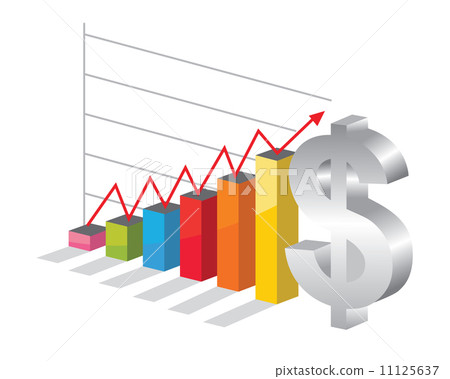 Bussiness graph with silver Dollar sign Bussiness graph with silver Dollar sign 11125637