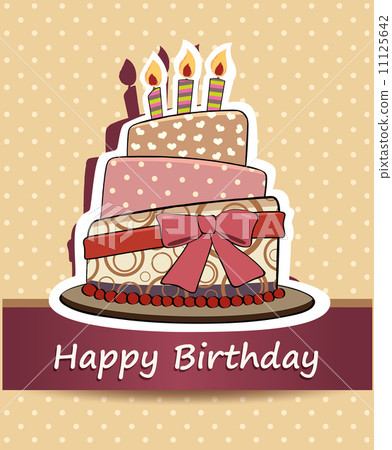 Vector happy birthday card. Birthday cake. Vector Illustration.Colorf ul birthday.  11125642