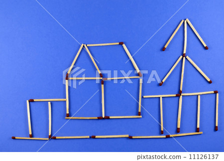 Matchsticks house with tree Matchsticks house with tree 11126137