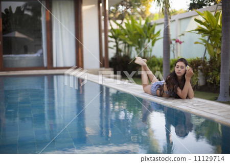 Lying by the poolside 11129714