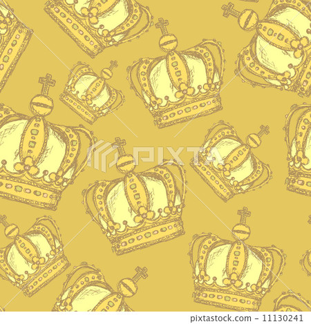 Sketch crown, vector vintage seamless pattern - Stock Illustration ...