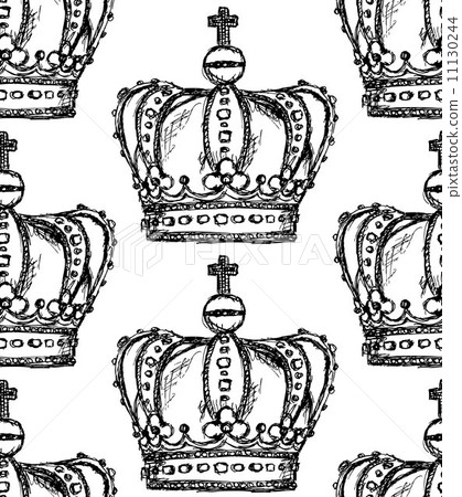 Sketch crown, vector vintage seamless pattern Sketch crown, vector vintage seamless pattern 11130244