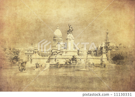 Vintage image of National Congress building, Buenos Aires, Argen 11130331