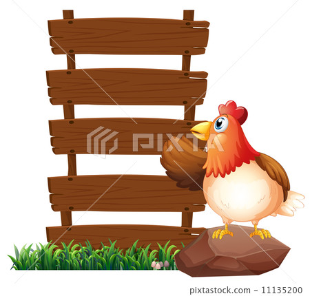 A hen beside the empty signboards A hen beside the empty signboards 11135200