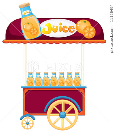 A pushcart selling orange juice A pushcart selling orange juice 11136494
