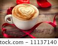 Valentine's Day Coffee or Cappuccino with heart on foam 11137140