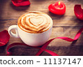 Valentine's Day Coffe or Cappuccino with heart on foam 11137147