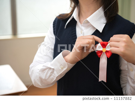 儀式上佩戴徽章的高中女生 儀式上佩戴徽章的高中女生 11137882