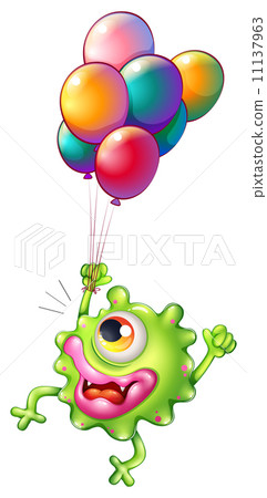 A monster with colourful balloons A monster with colourful balloons 11137963