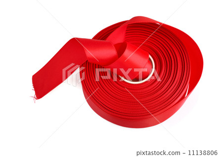 Red ribbon roll isolated on a white Red ribbon roll isolated on a white 11138806