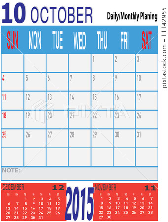 New Year 2015 - October Daily Monthly Planing New Year 2015 - October Daily Monthly Planing 11142955