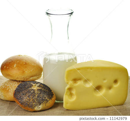 milk bottle , cheese and fresh rolls milk bottle , cheese and fresh rolls 11142979