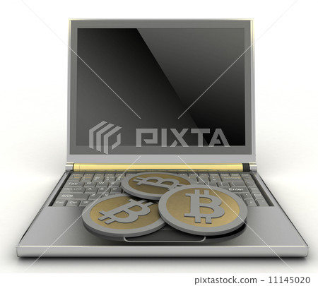 Bitcoins with laptop computer 11145020