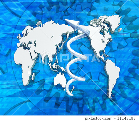 Metal gear and world map and spiral arrow 11145195