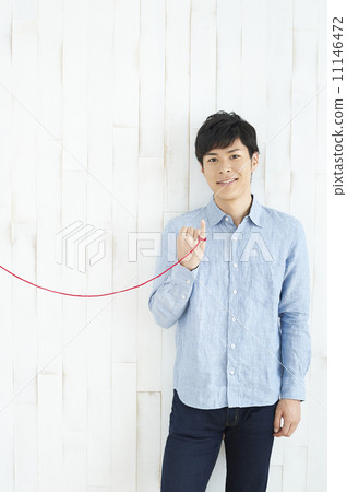 A man connected with red thread A man connected with red thread 11146472