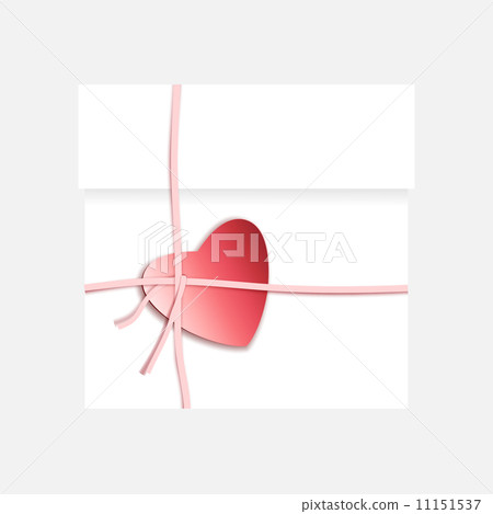 Romantic gift package with paper ribbon and red heart Romantic gift package with paper ribbon and red heart 11151537