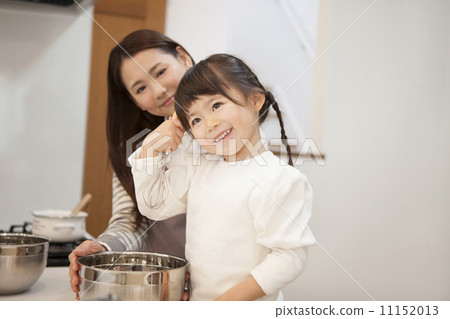 Girl cooking with mother 11152013