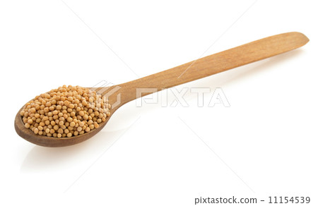 mustard spices in spoon on white mustard spices in spoon on white 11154539