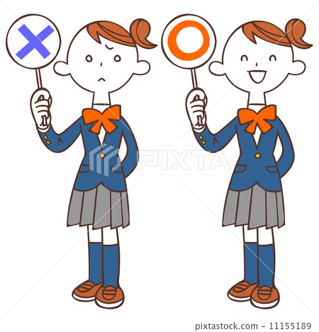 拿著圓和交叉的dudas的女學生 拿著圓和交叉的dudas的女學生 11155189