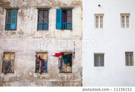 Old living house wall in Medina of Tangier, Morocco 11156152