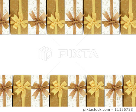 Gift box with colored ribbons 11156758