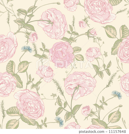 Beautiful Vintage Seamless Roses Background - Stock Illustration ...